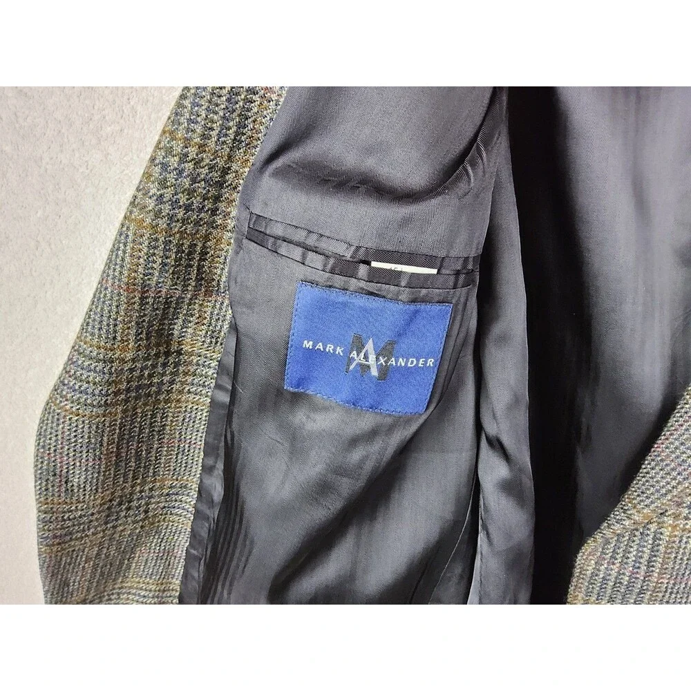 Mark Alexander Men's Houndstooth 100% Wool 2 Button Blazer Sport Coat 46L